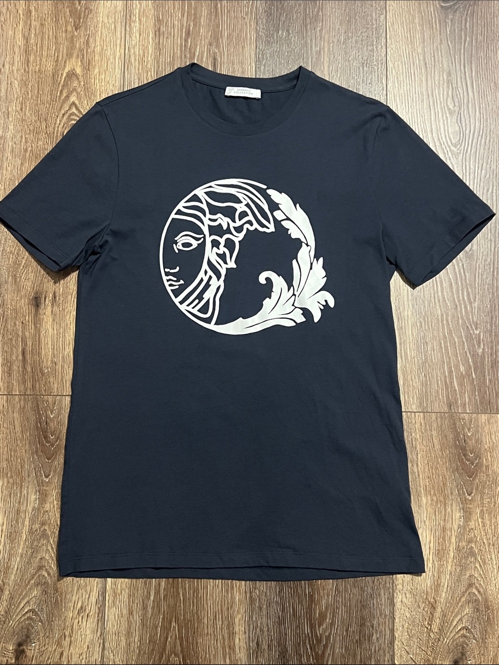 VERSACE Collection Medusa Logo Short Sleeve T-Shirt Unisex Deep Navy Blue